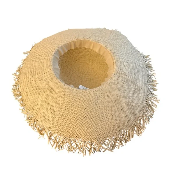 J. Crew Tan and Black Fringed Sun Hat